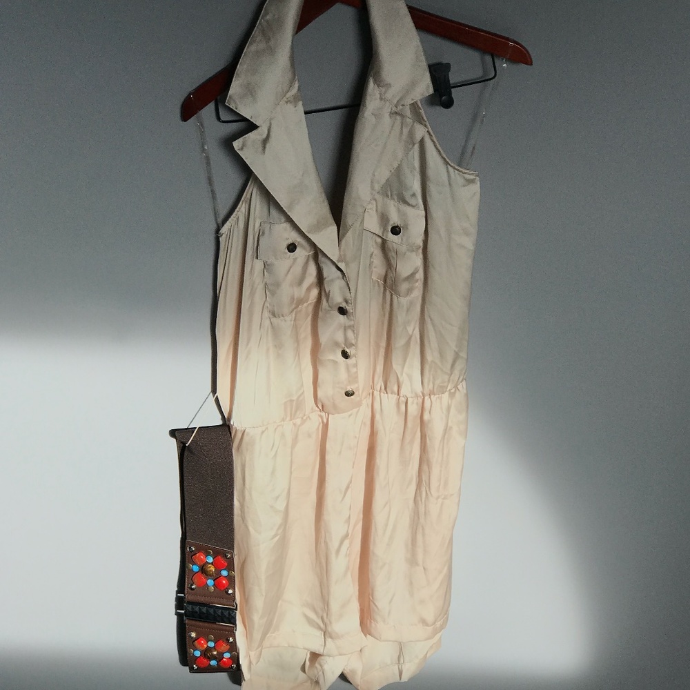 Baby Phat - Silky Tan Belted Romper Size XXL